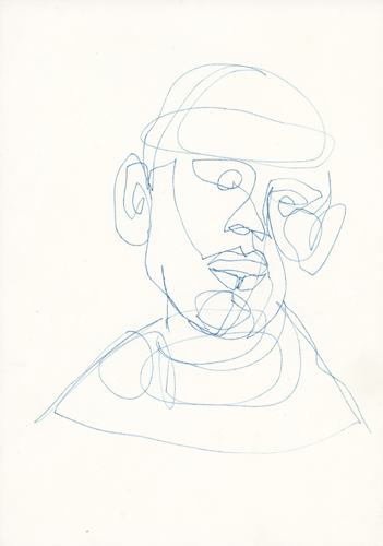 Kopf Stift auf Papier . 30 x 20