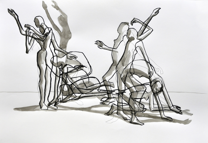 Zeichnung 1-14 2014 Bleistift, Kohle und Tusche auf Papier, 44 x 64 cm