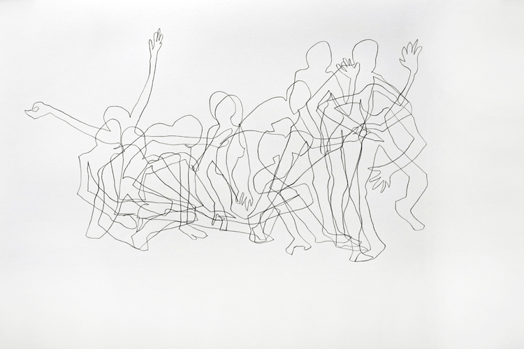 Bewgungsablauf 1-14 2014 Bleistift auf Papier . 44 x 64 cm