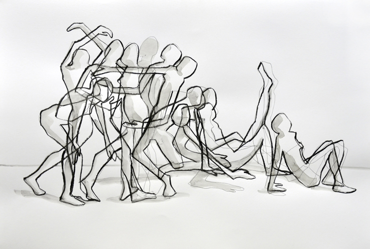 Zeichnung 2-14 . 2014 Bleistift, Kohle und Tusche auf Papier . 44 x 64 cm