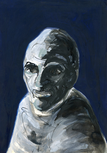 o.T. 2016 Tusche, Acryl und Ă–l auf Papier . 30 x 20 cm