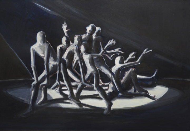 Der Lichtkegel . 2015 Öl auf Papier . 44 x 64 cm