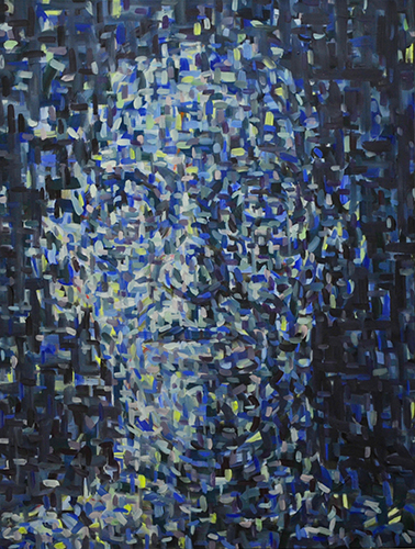 Head dissolved blue . 2022
Öl auf LW . 125 x 95 cm